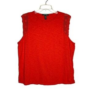 Lauren Ralph Lauren Coral Eyelet Sleeve Top